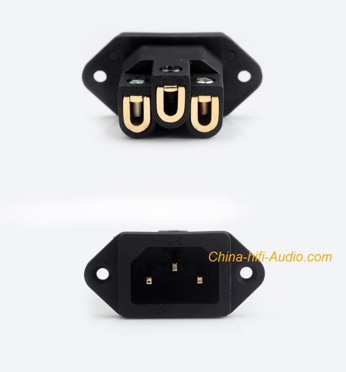 Copper Colour CC IEC power socket pure Copper Gold-plated for Hifi audio - Click Image to Close