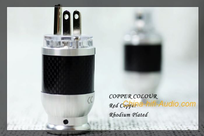 CopperColour Hi-Fi audio US Power plug red copper Rhodium plating carbon fiber CopperColour Hi-Fi audio US Power plug red copper Rhodium plating carbon fiber