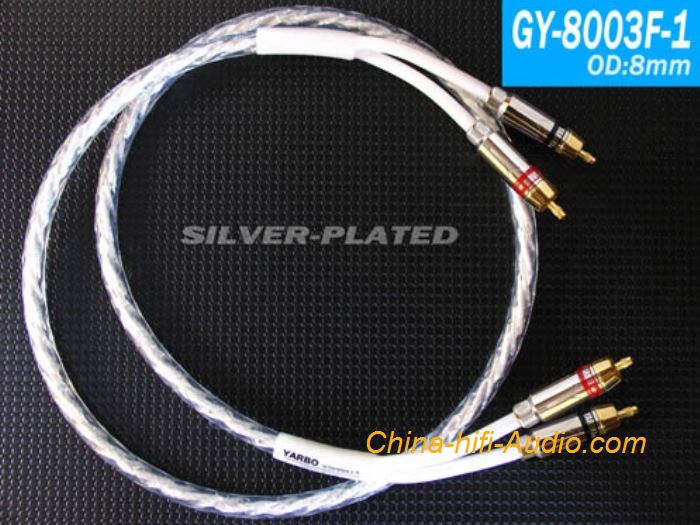 YARBO GY-8003F-1 OFC interconnect cable Silver plated two-core wire 4 RCA plug - Click Image to Close